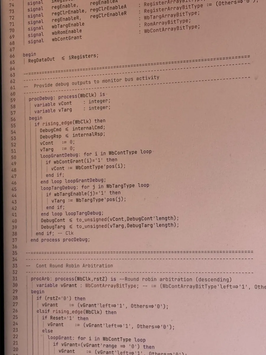 CM3 FPGA Register System IP — VHDL Wishbone register and arbitration source